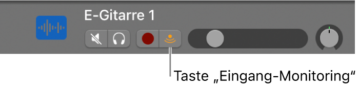 Abbildung. Audiospur-Header mit ausgewählter Taste „Eingang-Monitoring“