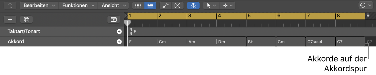 Abbildung. Projekt mit Akkorden in der Akkordspur