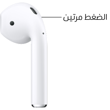 الموضع الذي يتم الضغط عليه مرتين على AirPods (الجيل الأول أو الثاني)، على الطرف العلوي للساق.