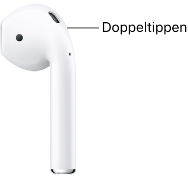 Die Position zum Doppeltippen an den AirPods (1. oder 2. Generation) am oberen Ende des Stiels