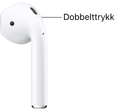 Plasseringen for å dobbelttrykke på AirPods (første eller andre generasjon), øverst på stilken.