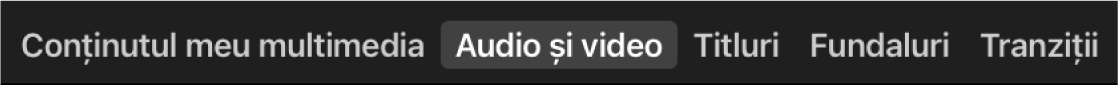 Titlul Audio și video selectat deasupra browserului