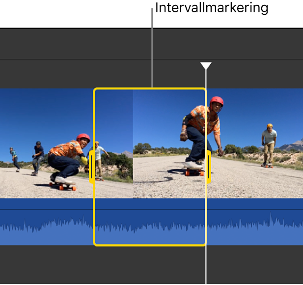 Markerat intervall i klipp i tidslinjen