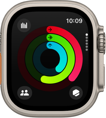 The Activity screen, showing the Move, Exercise, and Stand rings.