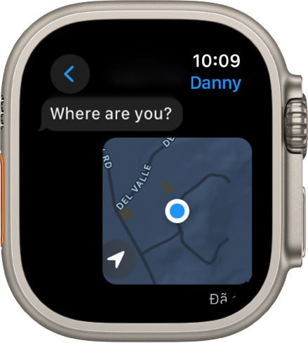 Ứng dụng Tin nhắn đang hiển thị một bản đồ về một vị trí được chia sẻ.