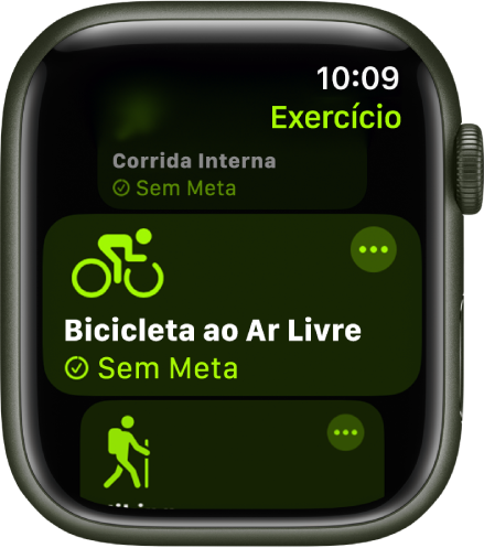 A tela Exercício com o exercício Bicicleta ao Ar Livre destacado.