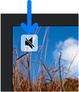 Піктограма вимкнення звуку в куті кліпу на часовій шкалі.
