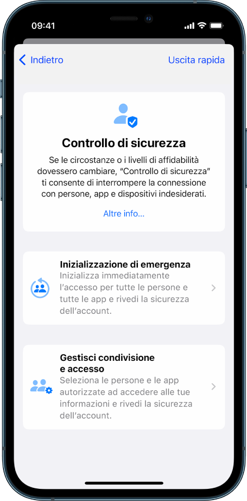 Un iPhone che mostra la schermata di “Controllo di sicurezza”.