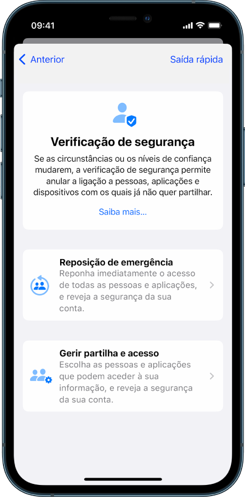 Um iPhone a mostrar o ecrã “Verificação de segurança”.