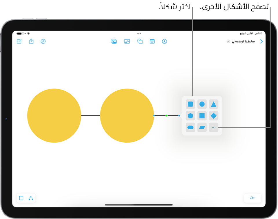 رسم تخطيطي يظهر به شكل جديد تتم إضافته.