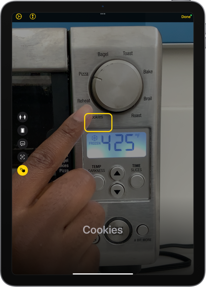 The Magnifier screen in Detection Mode showing the Point and Speak feature.