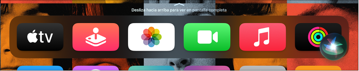 Pantalla de inicio mostrando un mensaje de Siri