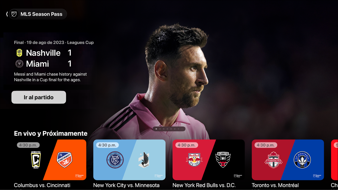 Pantalla mostrando el MLS Season Pass