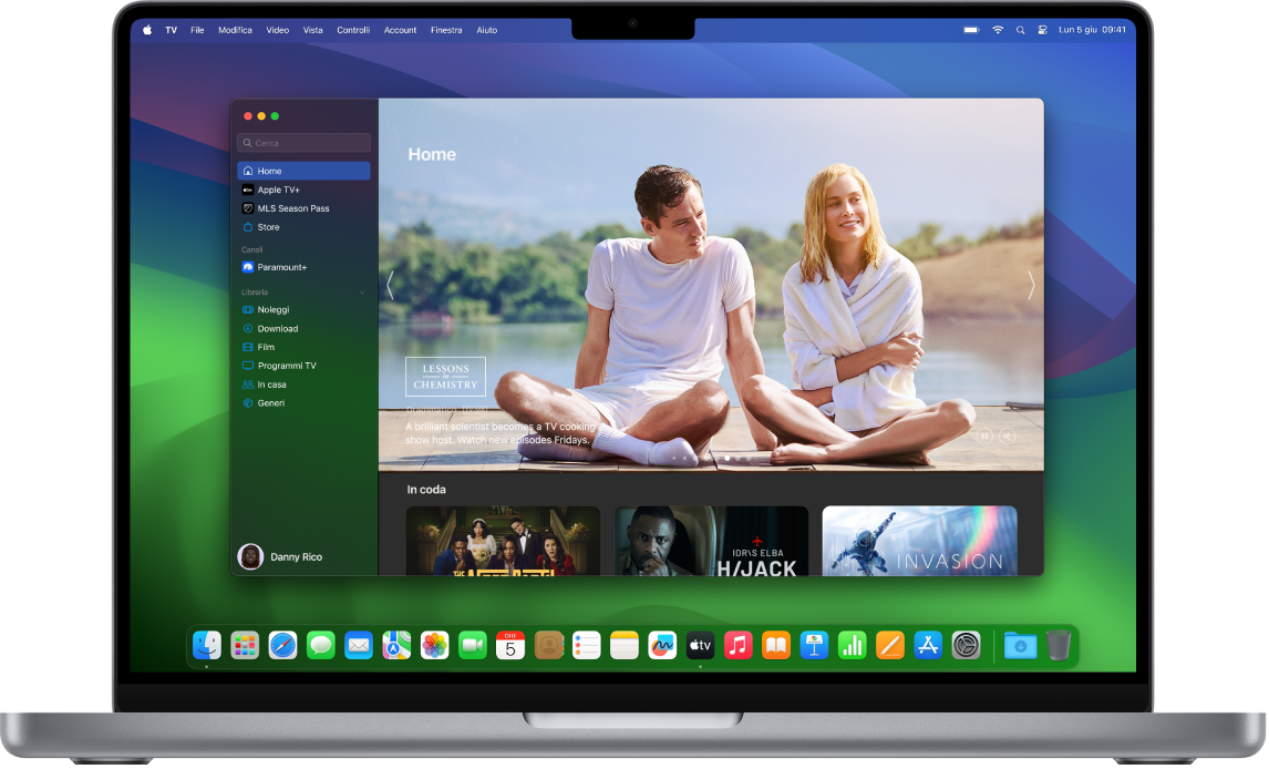 Un Mac in cui è mostrata l'app TV