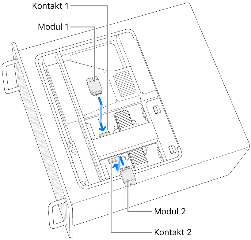 To SSD-moduler blir installert.