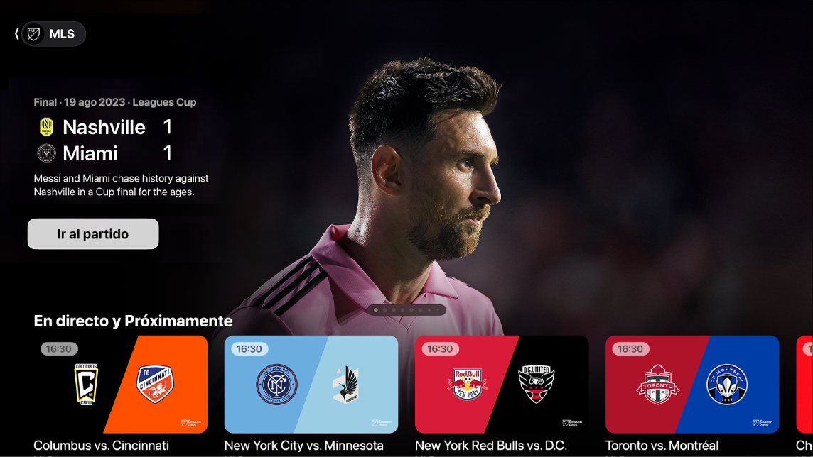 Pantalla que muestra MLS Season Pass