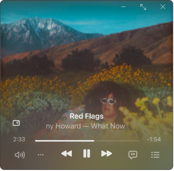 The MiniPlayer showing the album artwork.