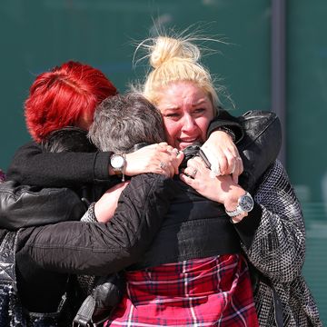 Hillsborough inquest verdict: Relatives of the 96 fans who were unlawfully killed in the stadium disaster hug outside court