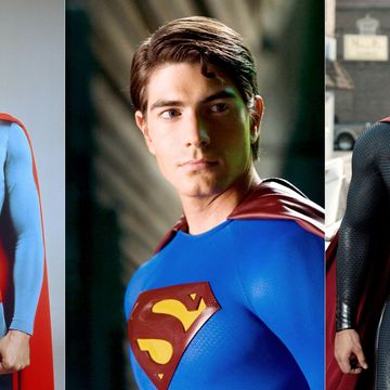 Superman (1978) Christoper Reeves, Superman Returns (2006) Brandon Routh and Man Of Steel (2013) Henry Cavill, film stills