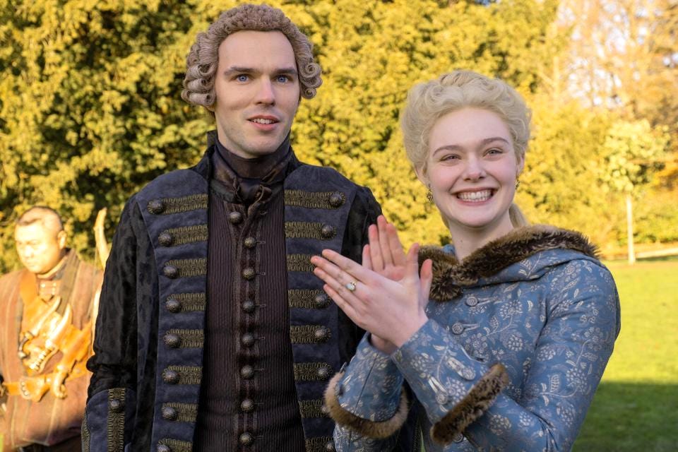 catherine the great actors nicholas hoult and elle fanning