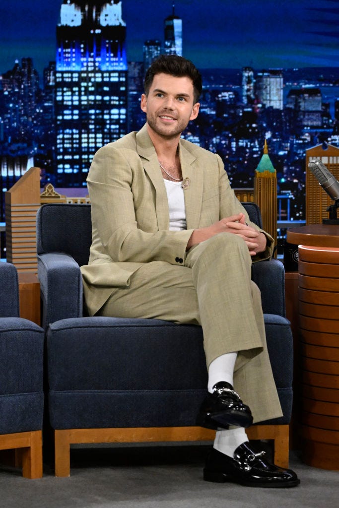 the tonight show starring jimmy fallon episode 1991 pictured actor luke newton during an interview on wednesday, june 19, 2024 photo by todd owyoungnbc via getty images