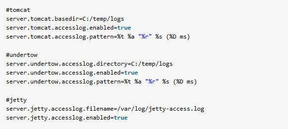 Spring boot embedded server logs