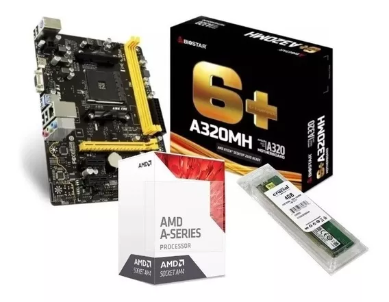 Kit Upgrade Gamer Mb Biostar Am4 A320m + A10 9700 + 8gb Mem