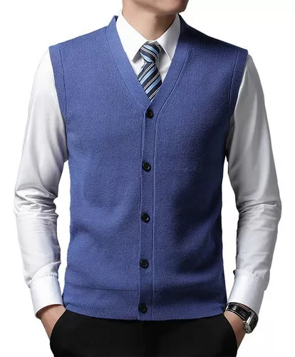 Cardigan De Botão Suéteres Grossos Colete Casual Masculino