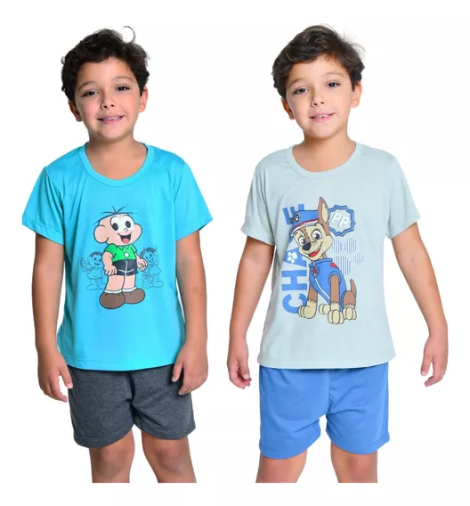 Kit 2 Pijamas Infantil Verão Menino Personagem Promoção 