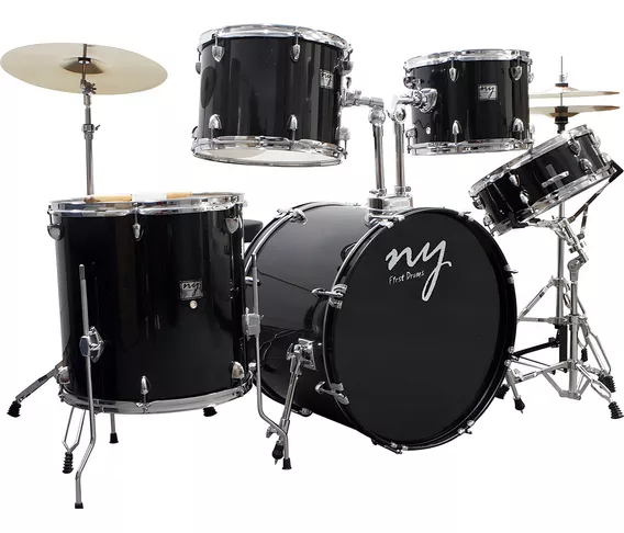 Bateria Acústica 2t Pr Sp Sparkle Preta Com Banco Ny F1rst Cor Preto