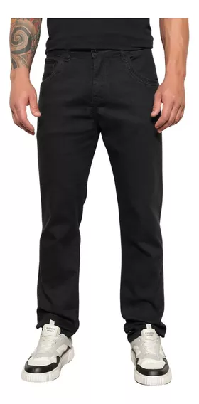 Calça Jeans Masculina Preta Corte Reto Tradicional Premium