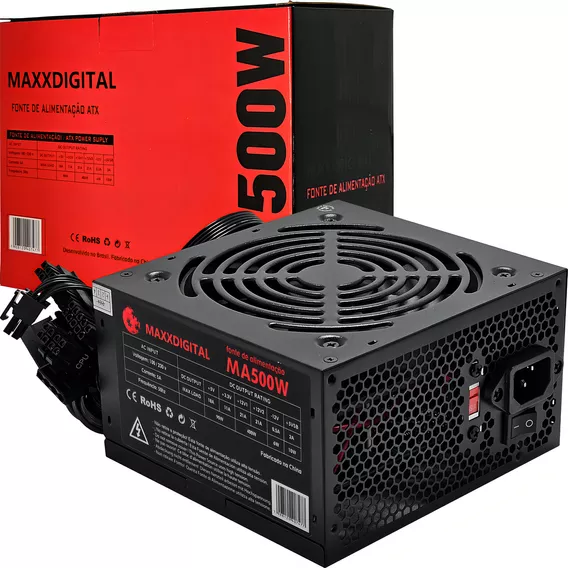 Fonte de alimentação computador pc cpu MA500W 115v 230v atx 5a cor preto