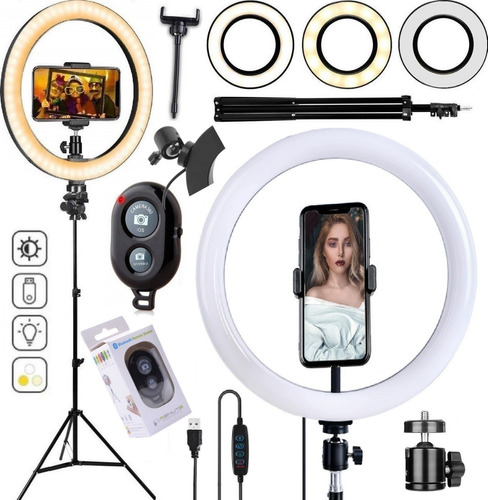 Iluminador Ring Light Led Profissional + Tripé Hing Celular