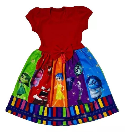 Vestido Divertidamente Personagem Infantil Roupa Festa