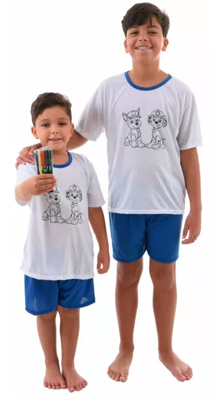 Pijama Infantil De Colorir Canetinha Presente Para Menino