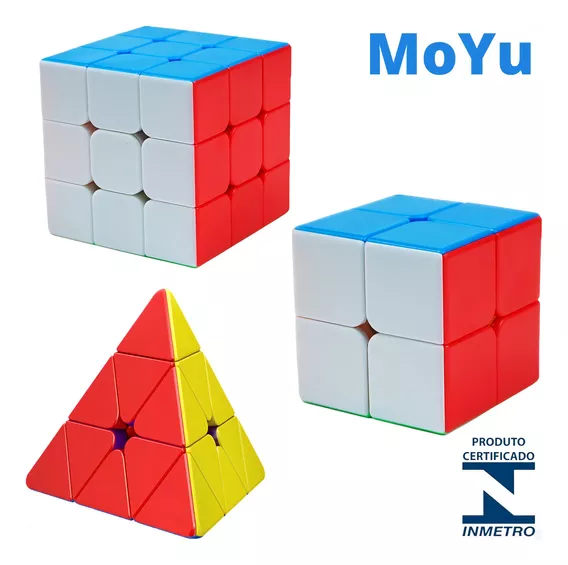 Kit 3 Cubo Mágico 2x2 + 3x3 + Pirâmide Profissional Puzzle Cor da estrutura Colorido