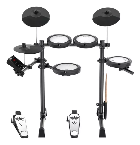 Bateria eletrônica portátil Aroma TDX-18 de 10 corpos elétrica - preto