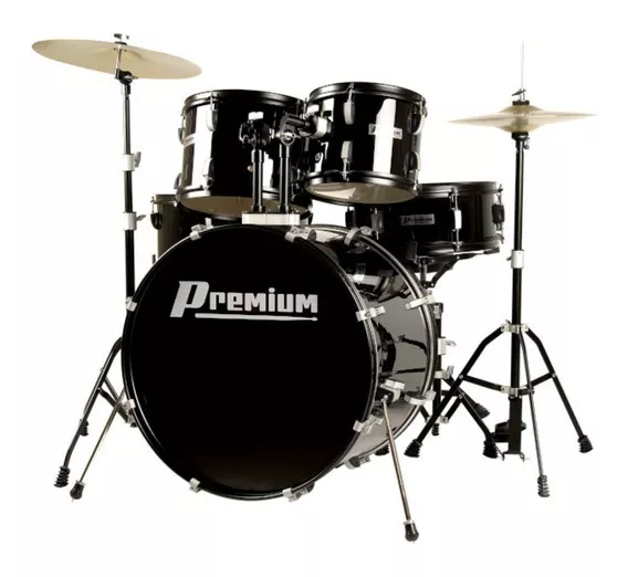 Bateria Premium Dx722 Bk Preta Com Banco E Pratos