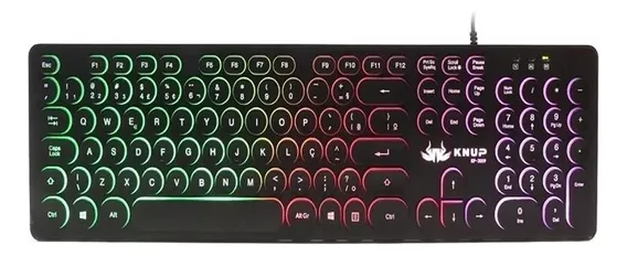 Teclado Gamer Iluminação Abnt 2 Luz Rgb Usb Knup Kp-2059 Cor De Teclado Preto Idioma Português Brasil