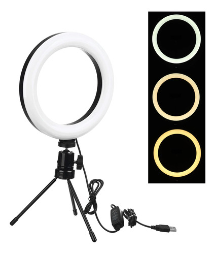 Ring Light Tripé Mesa Iluminador Luz De Led Live Selfie Make