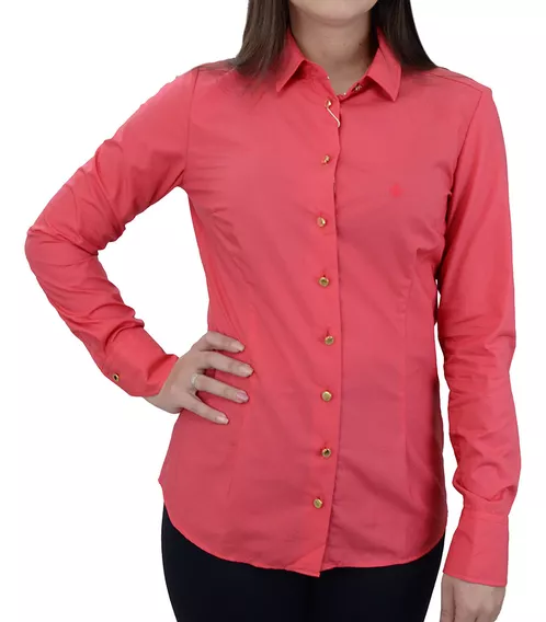 Camisa Feminina Dudalina Ml Slim Vermelha - 530111