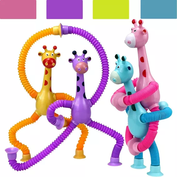 Kit 4 Girafa Estica E Gruda Melman Pop It Tubo Tik Tok Cor Sortidos