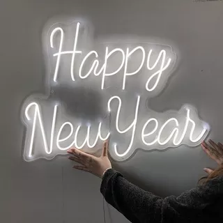 Luminaria, Letreiro, Neon Led, Painel,placa, Happy New Year Cor Branco Frio 110V/220V