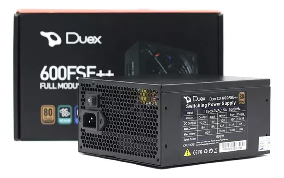 Fonte Duex 600w 80 Plus Bronze Modular - Dx-600fse++ Cor Preto 110V/220V