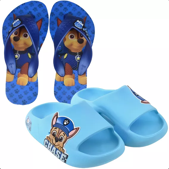 Kit Chinelo Infantil + Slide Nuvem Nexa Patrulha Canina Azul