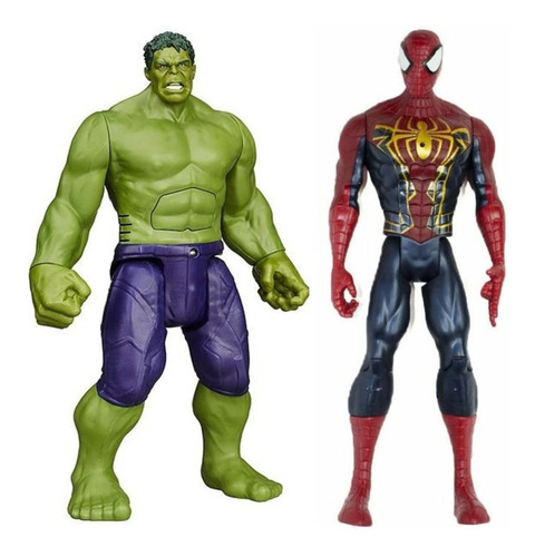 Kit 2 Bonecos Hulk E Homem Aranha - Com Som