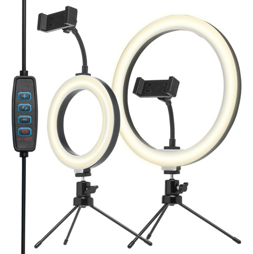 Kit Iluminação Profissional 2 Ring Light Led 10  E 6  Polega