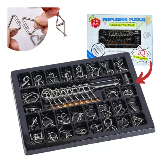 Kit 25 Quebra Cabeça De Metal 3d Enigma Desafio Puzzle Game