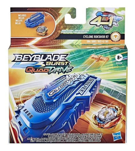 Brinquedo Beyblade Piao Fury String F3320 Quaddrive Roktavor