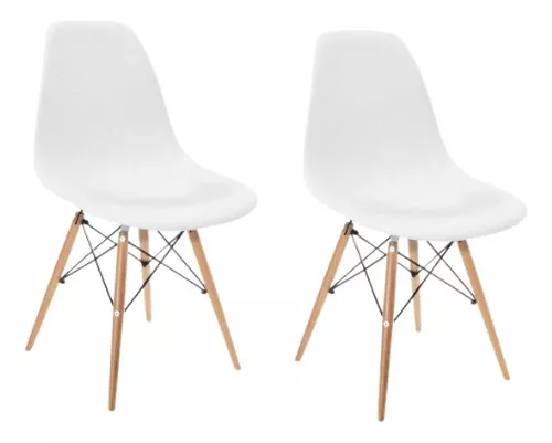 Kit 2 Cadeiras Charles Eames Wood Design Eiffel Colorida Cor da estrutura da cadeira Branco